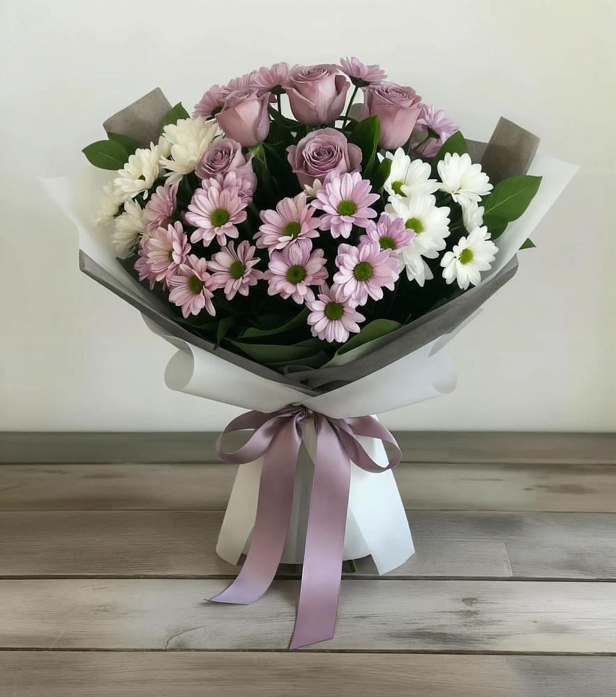 Букет цветов из: Хризантемы и Розы в Чернятино