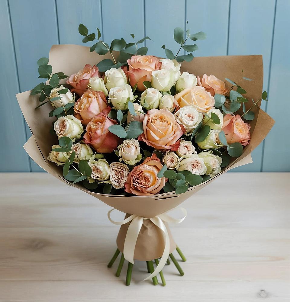 Букет цветов из: Альстромерии и Розы в Чернятино