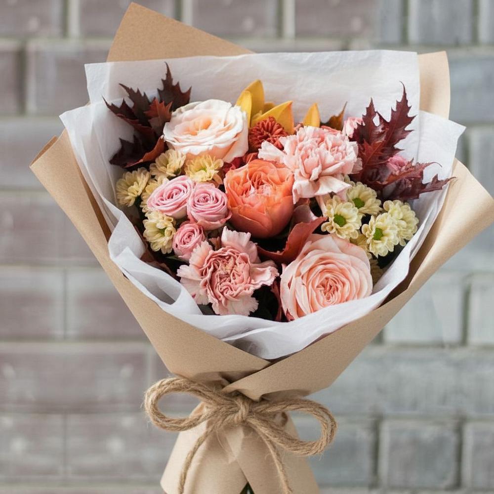 Букет цветов из: Гвоздики, Хризантемы и Розы в Чернятино