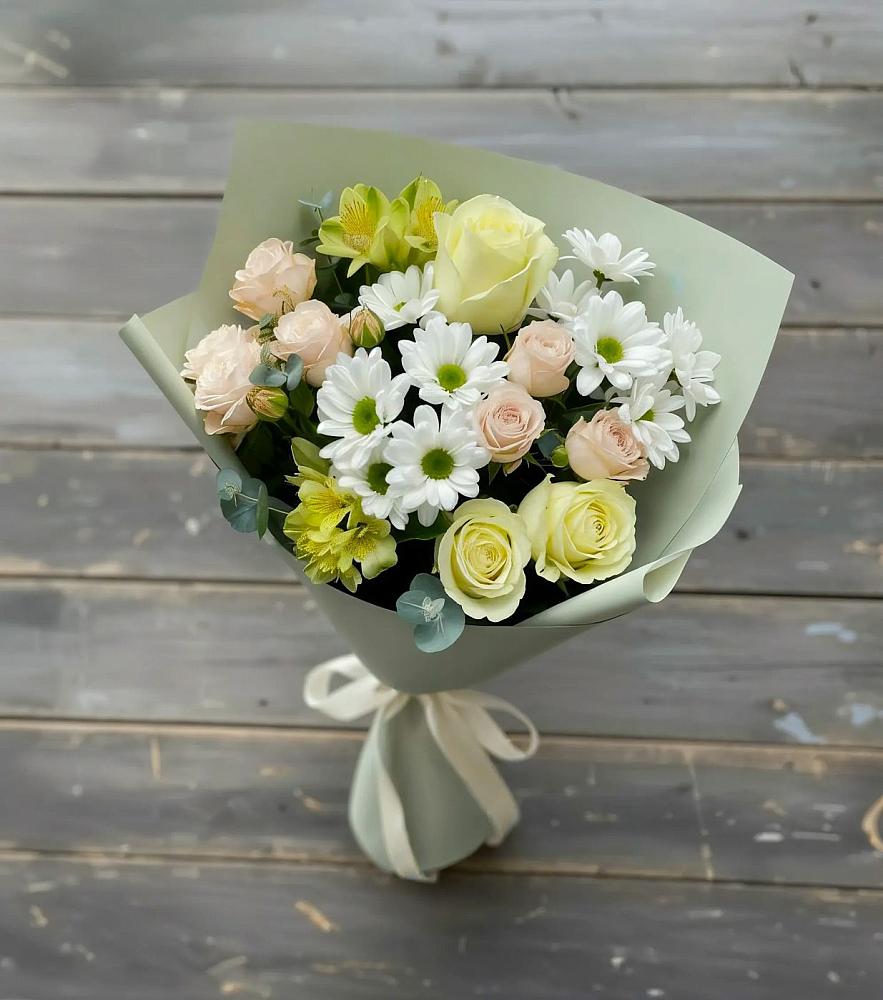 Букет цветов из: Альстромерии, Розы и Хризантемы в Чернятино