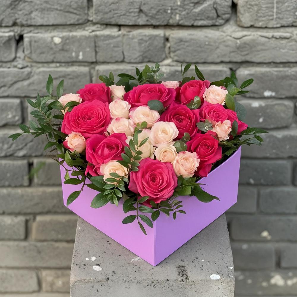Цветочная композиция из Розы в коробке в Чернятино