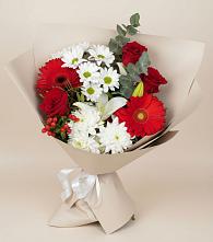 Букет цветов из:  Розы, Хризантемы, Герберы и Лилии в Чернятино