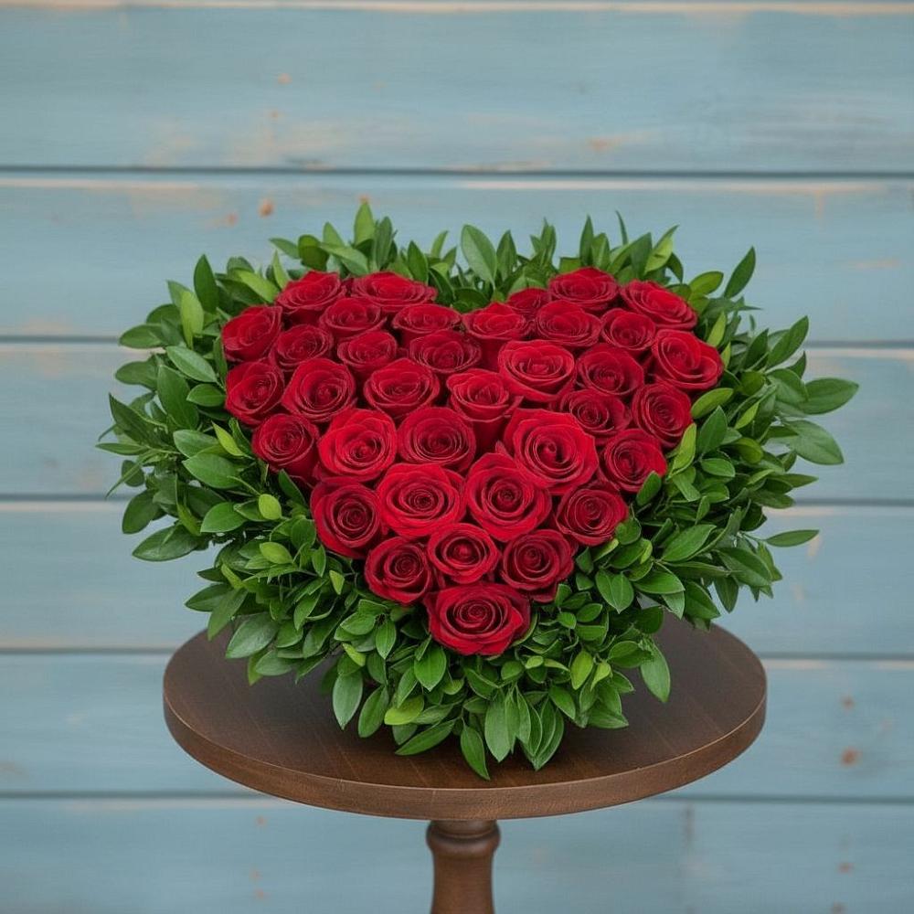 Цветочная композиция из Розы в виде сердца в Чернятино