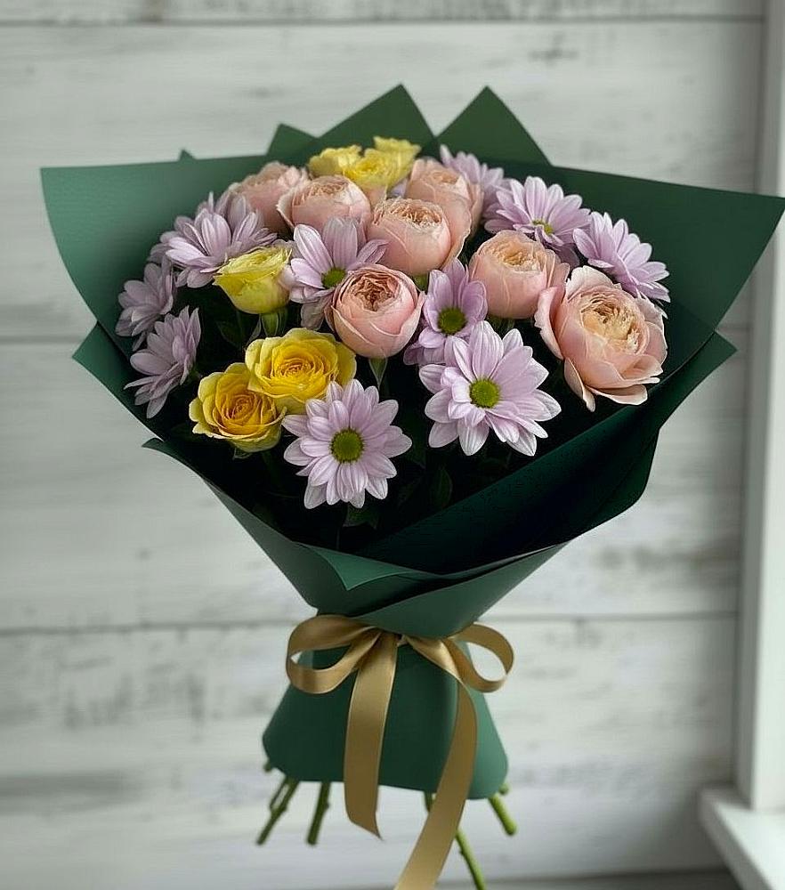 Букет цветов из: Хризантемы и Розы в Чернятино