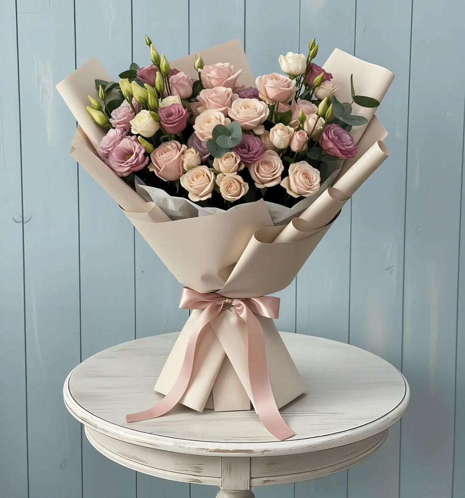 Букет цветов из: Розы и Лизиантусы в Чернятино