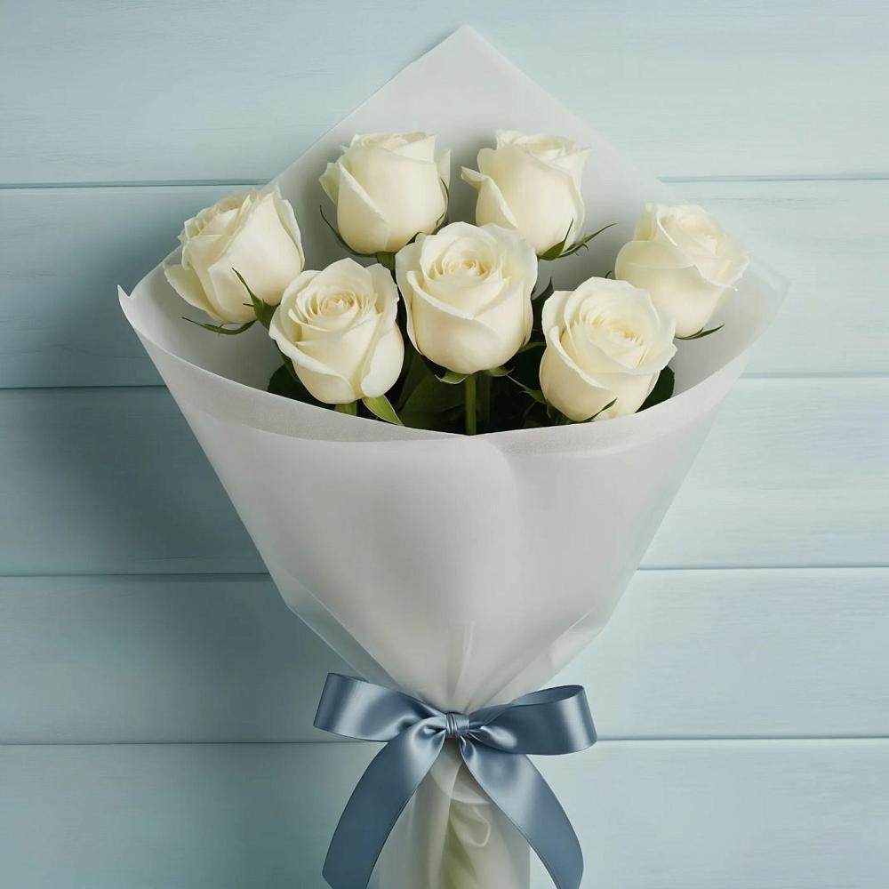 Букет 7 Белых роз Эдлесс Лав в Чернятино